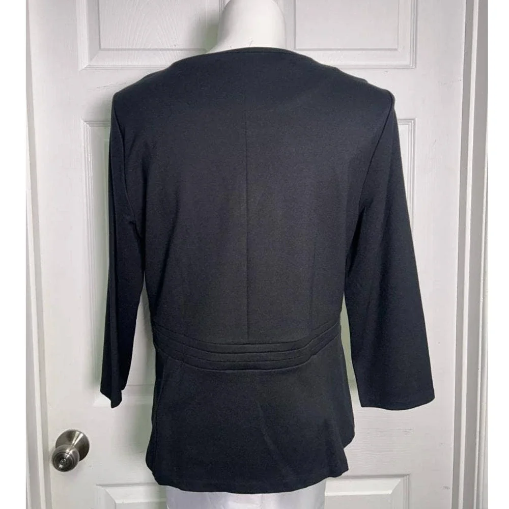 Ponte Peplum Top Black - Picture 3 of 6